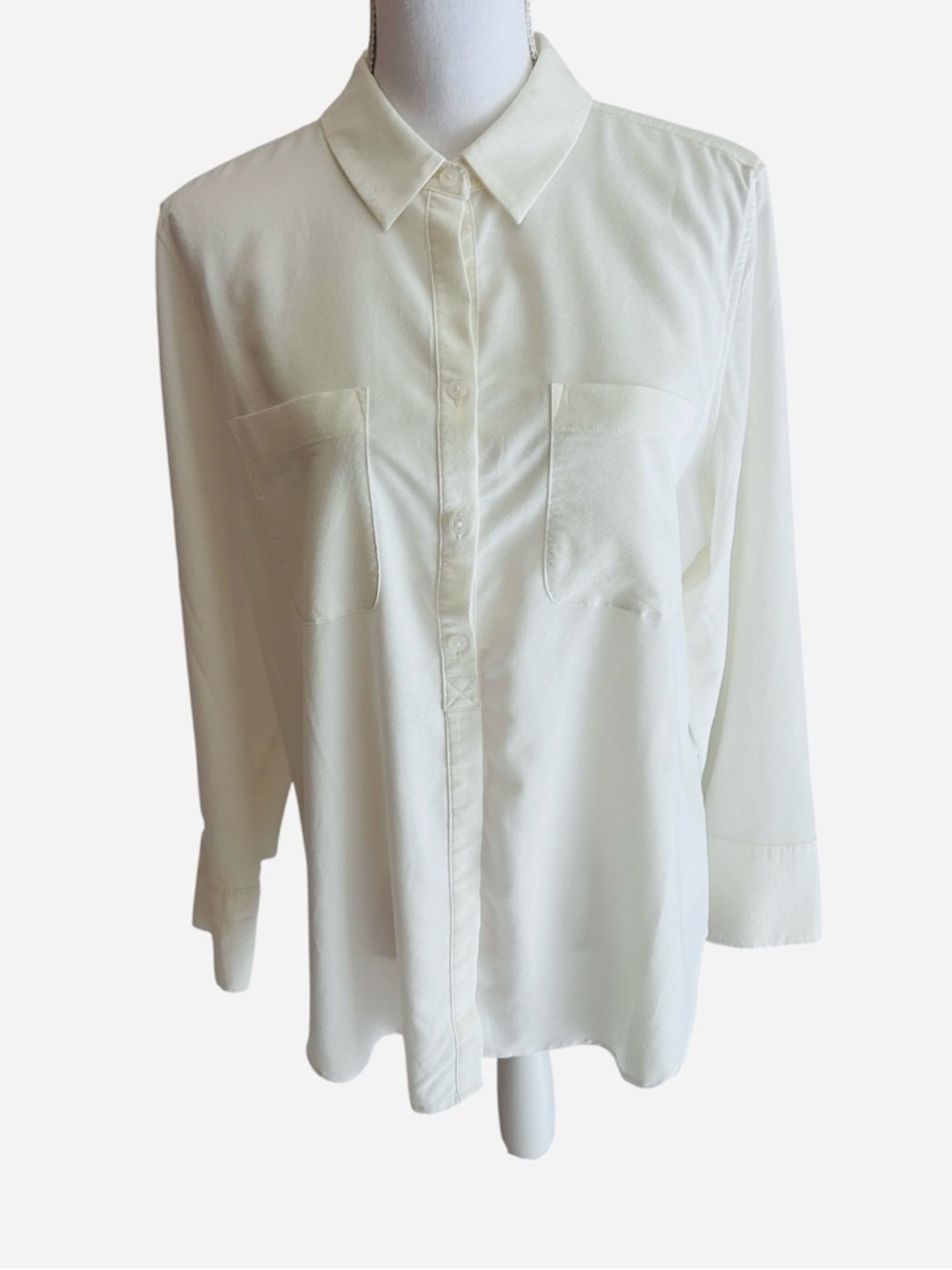 Chico's White Cotton Long Sleeve Shirt Top Size 16 Chicos 2
